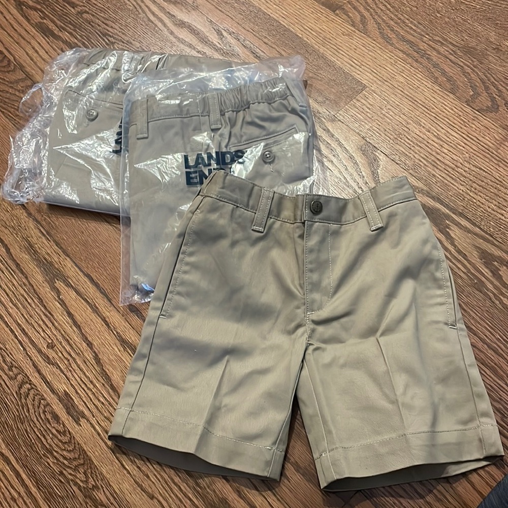 Bundle of 3 NWT Land’s End School Uni Boys Plain Front Blend Chino Shorts sz 3